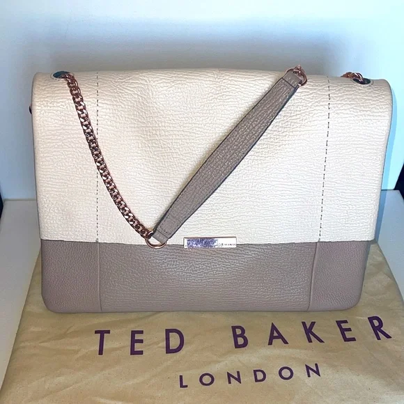 VGC TED BAKER LONDON 100% BOVINE LEATHER SHOULDER BAG/CLUTCH W ROSE GOLD HW - Picture 4 of 17
